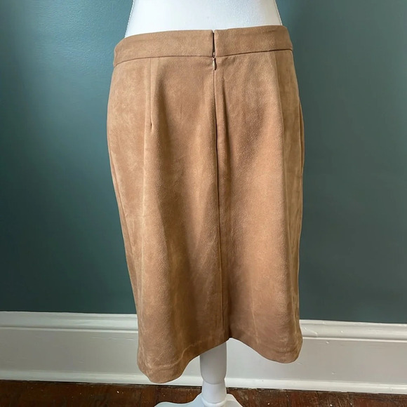 J.McLaughlin Tan Faux Suede Skirt tan black pencil size 8 soft - Picture 4 of 9